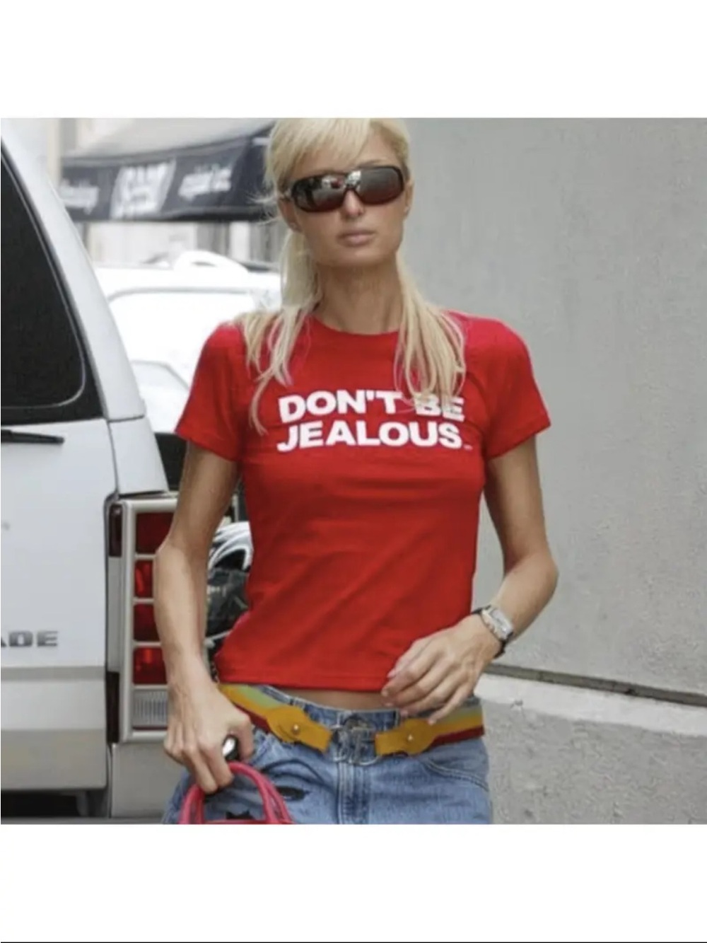 Don't Be Jealous Red Graphic Tee - Women's Casual Top - Picture 3 of 3